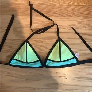 Size D/DD bikini top - mint green and blue, black